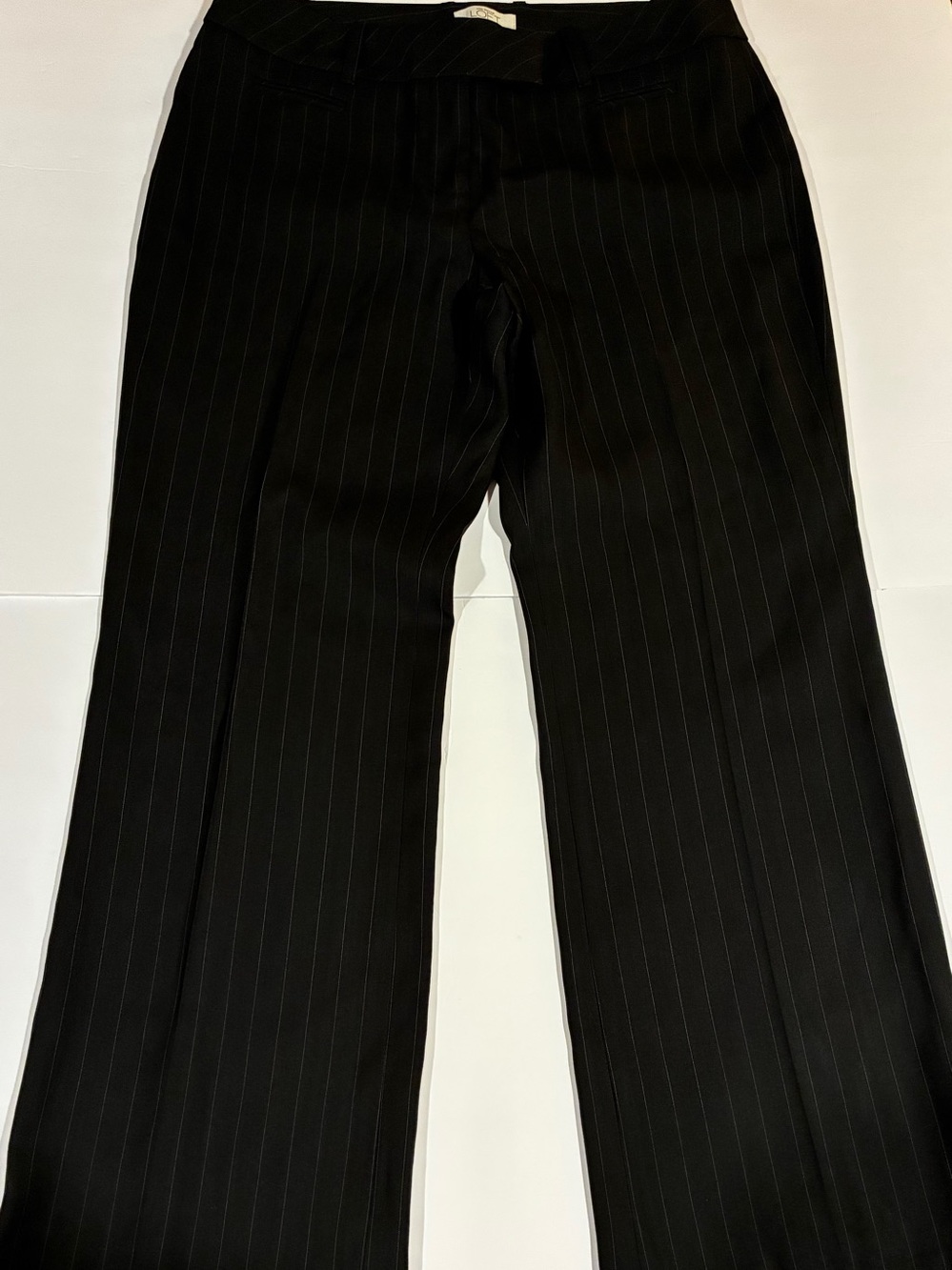 LOFT Black Pinstripe Wide Leg Trousers